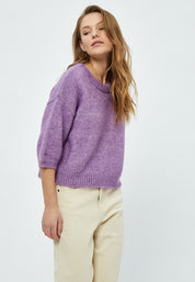Peppercorn Pat GRS Half Sleeve Knit Pullover Pullover 7024M Hollyhock Purple Melange