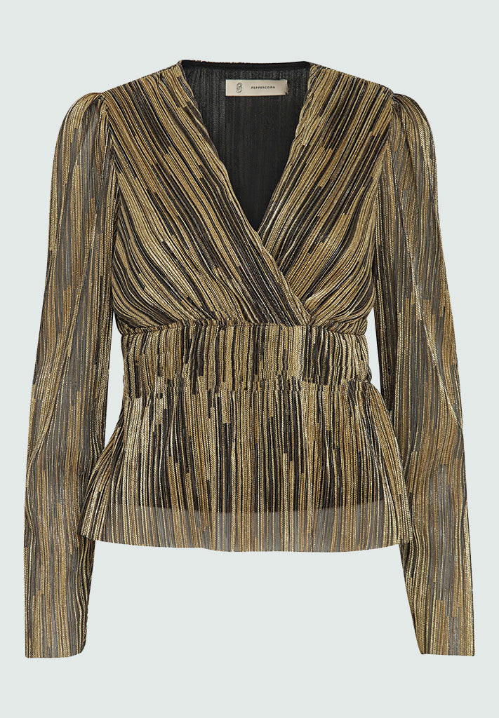 Peppercorn Renee Long Sleeve Wrap Blouse Blouse 9940MET Gold Metallic