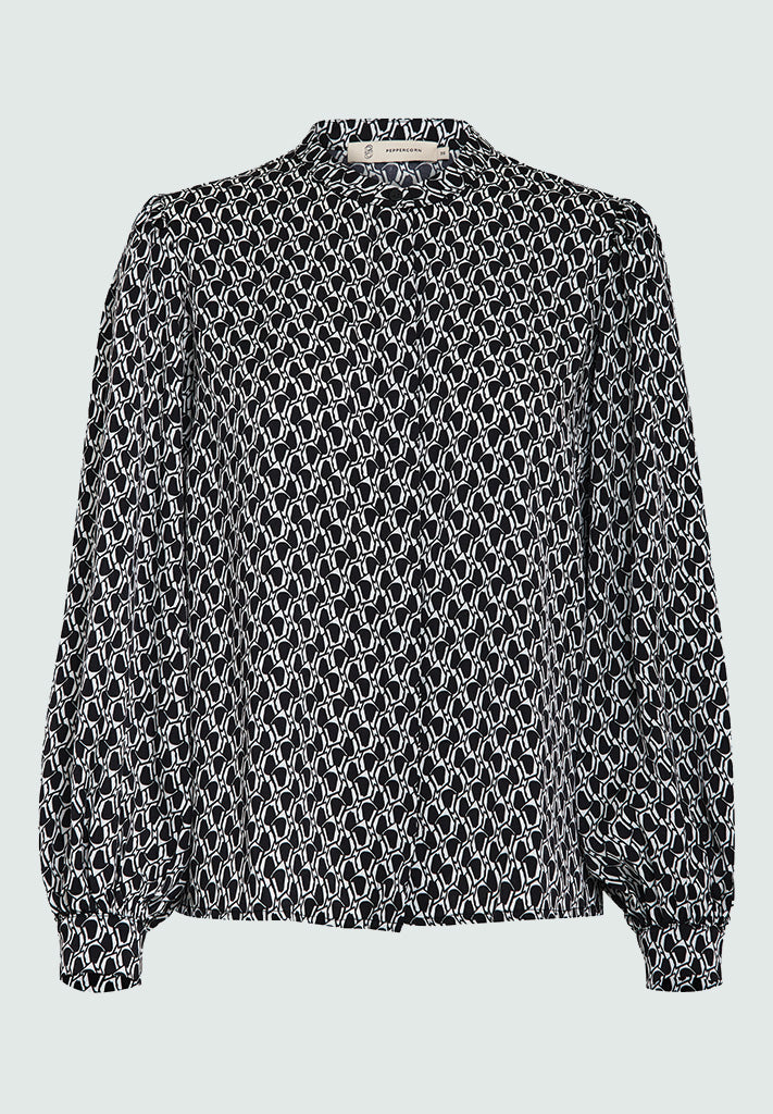 Peppercorn Robin Parker Stand Collar Long Sleeve Shirt Shirt 9000P Black Print