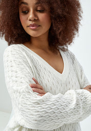 Peppercorn Rosalia Pearlknit Pullover Curve Pullover 0001 White
