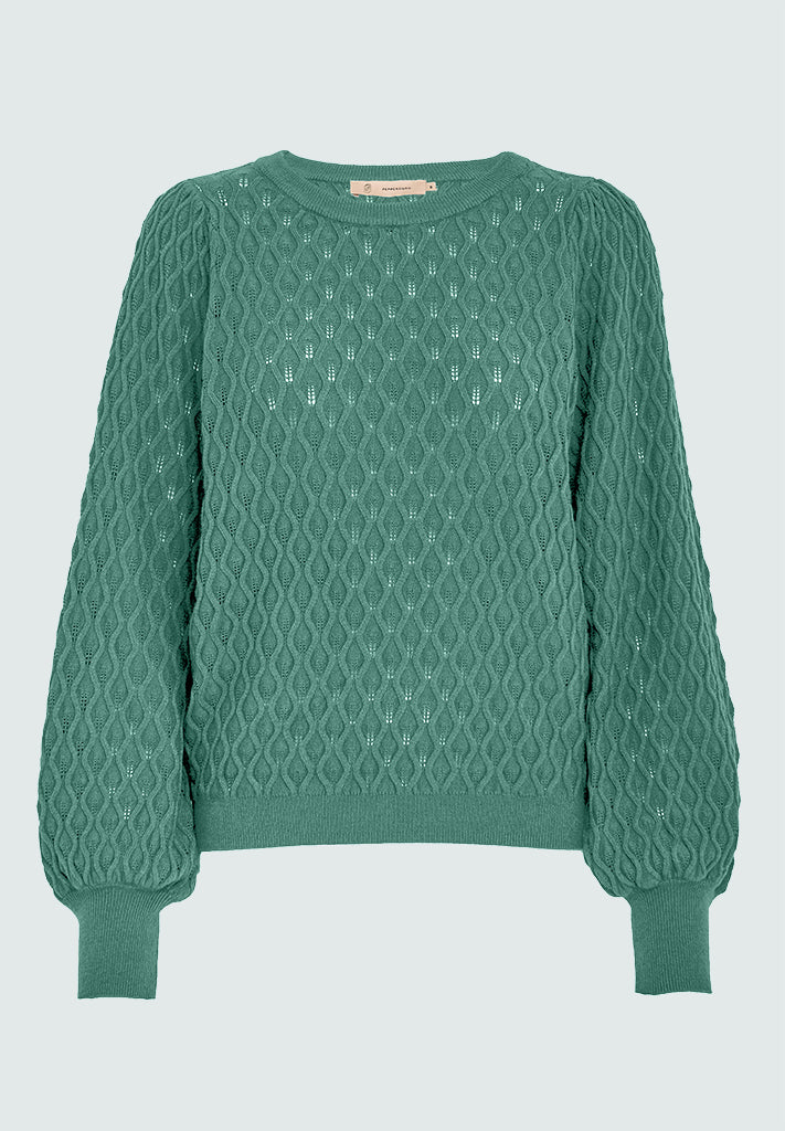 Peppercorn Rosalia Puff Sleeve Knit Pullover Pullover 3424 Feldspar Green