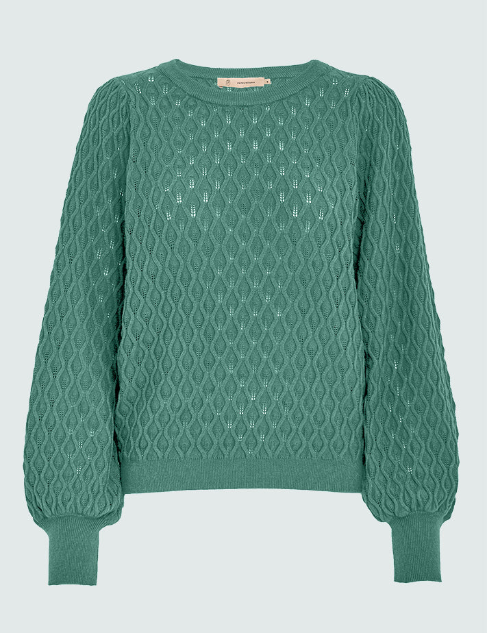 Peppercorn Rosalia Puff Sleeve Knit Pullover Pullover 3424 Feldspar Green