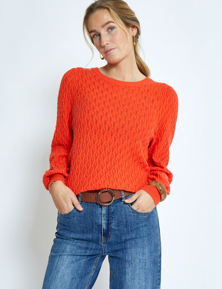Peppercorn Rosalia Puff Sleeve Knit Pullover Pullover 4071 GRENADINE