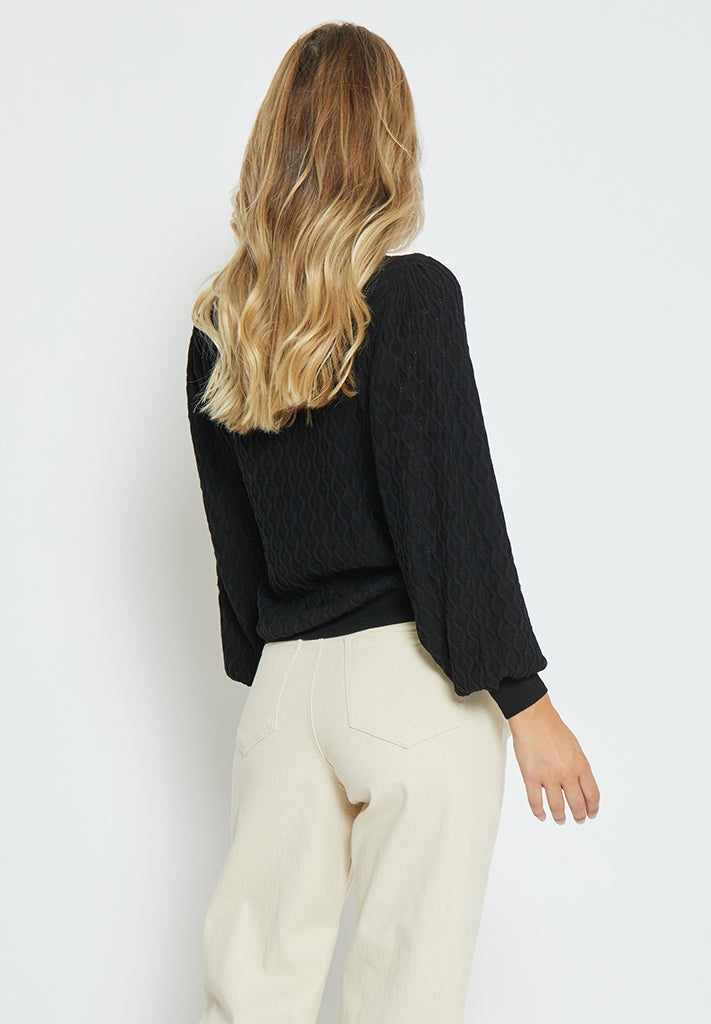Peppercorn Rosalia Puff Sleeve Knit Pullover Pullover 9000 Black