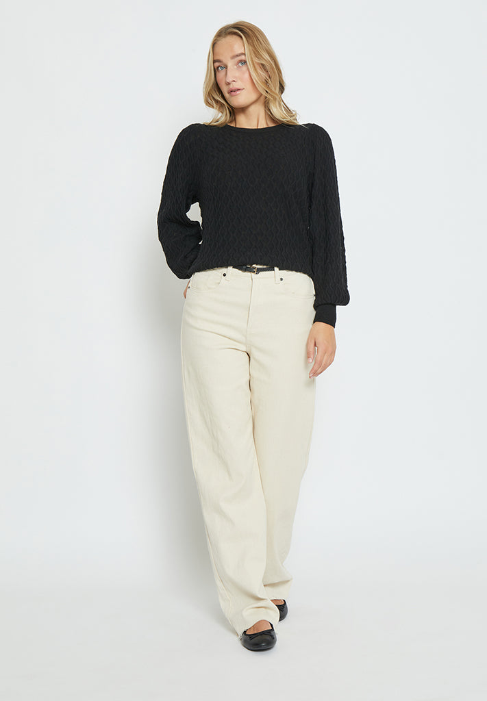 Peppercorn Rosalia Puff Sleeve Knit Pullover Pullover 9000 Black