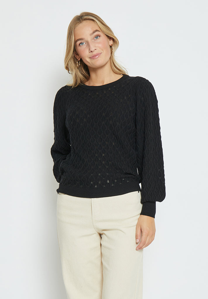 Peppercorn Rosalia Puff Sleeve Knit Pullover Pullover 9000 Black