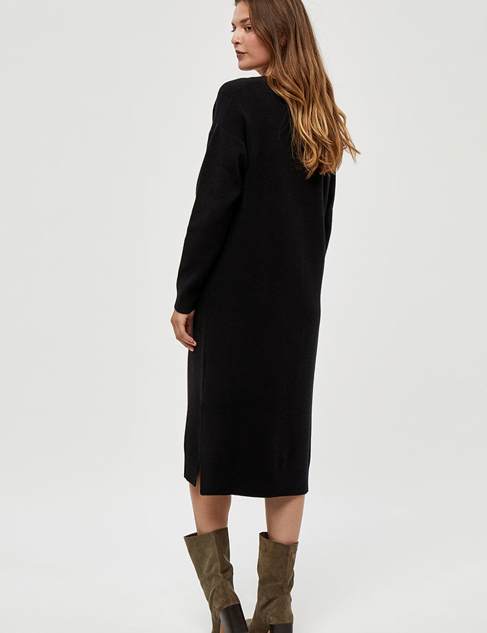 Peppercorn Rosalia V-Neck Knee Length Knit Dress Dress 100 Black