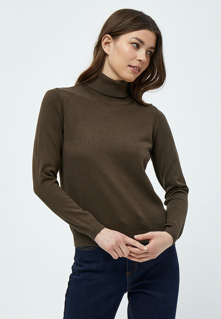 Peppercorn Tana Roll Neck Knit Pullover Pullover 5661 SLATE BROWN