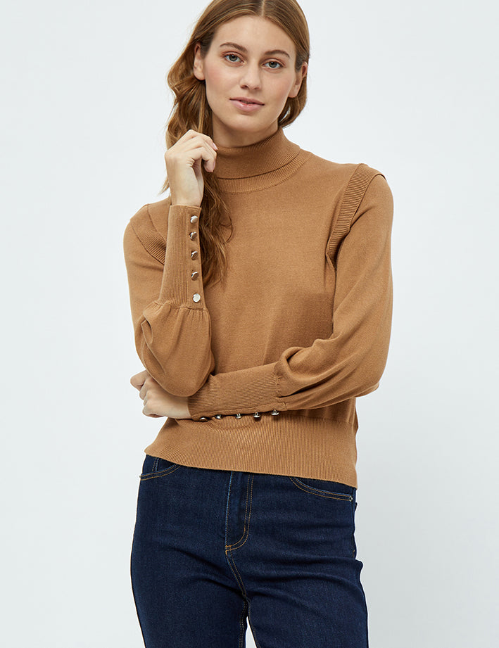 Peppercorn PCTana Turtle Neck Pullover 5600 Tobacco Brown