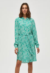 Minus MSAika Shirtdress Dress 9383P Ivy Green Patchwork Print