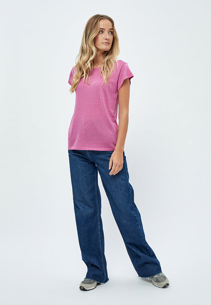 Minus MSCarlina Knit T-Shirt T-Shirt 7211L Super Pink Lurex