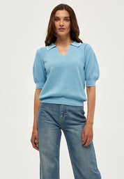 Minus Elvika Knit Tee T-Shirt 5015 Pasific Blue
