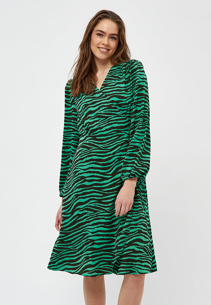 Minus MSEvelyn Wrap Dress Dress 9438P Apple Green Animal Print