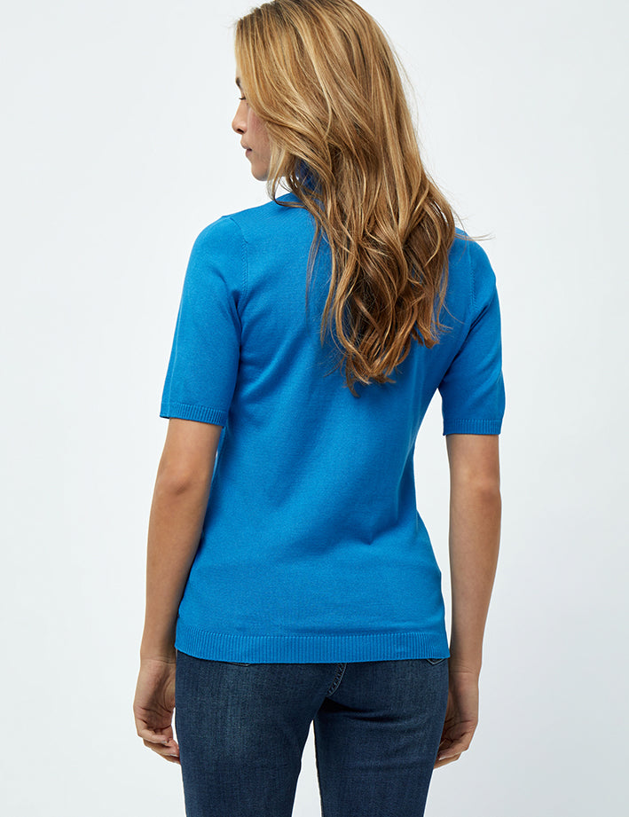 Minus MSLima Roll Neck Knit T-Shirt 1202 Ocean Blue