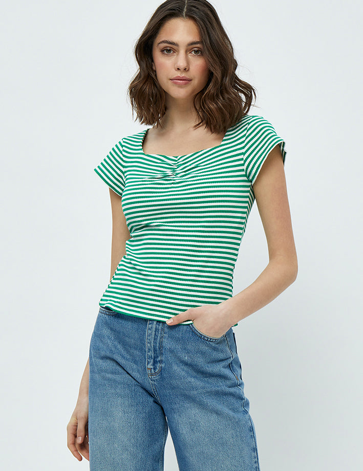 Minus MSMiajohanna SS Tee T-Shirt 9443S Green Field Stripe