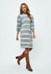 Minus Misja Knit 3/4 Sleeve Dress Dress 5024S Royal Blue Stripe