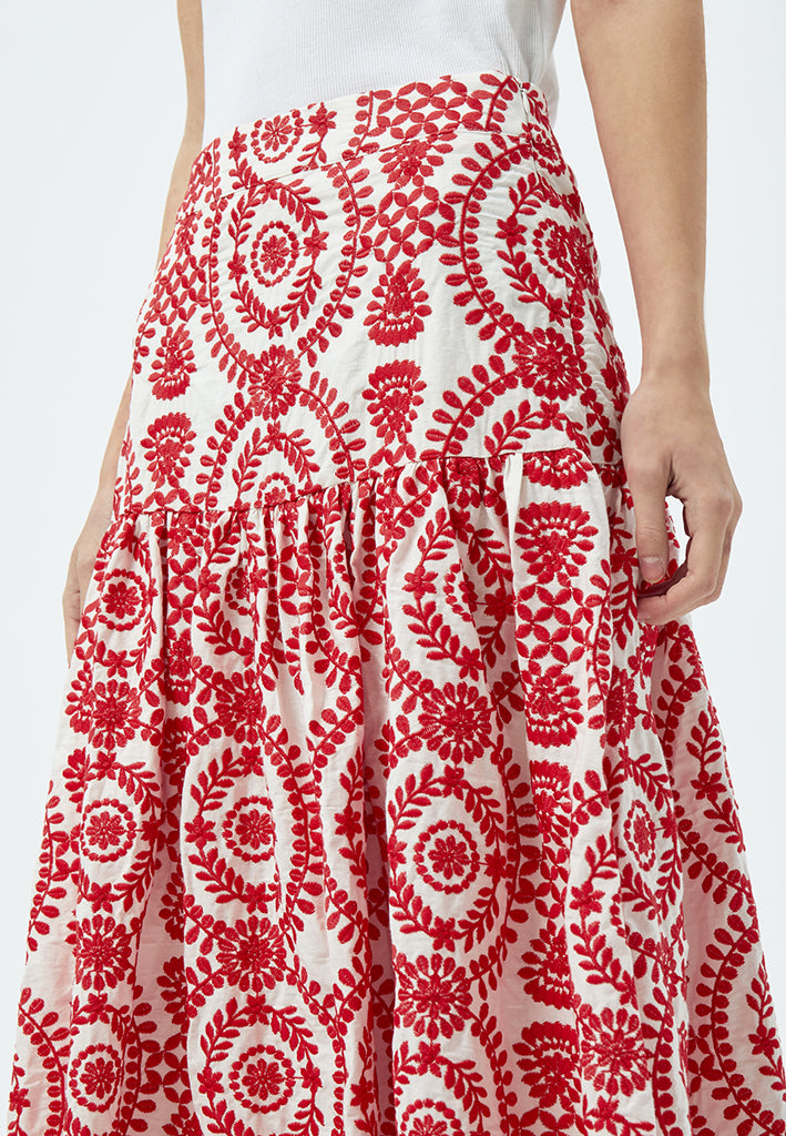 Minus MSMusia Maxi Skirt Skirt 4084E Lollipop Red Embroidery