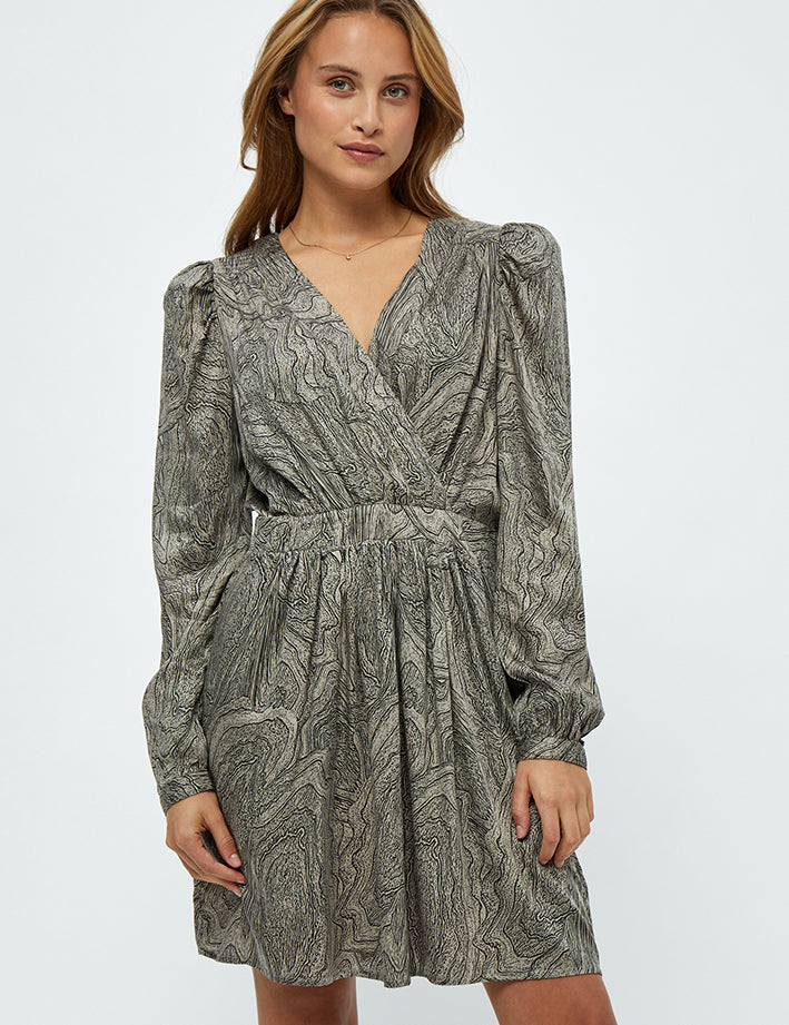 Minus MSPolly Short Dress Dress 397P Wood Smoke Swirl Print