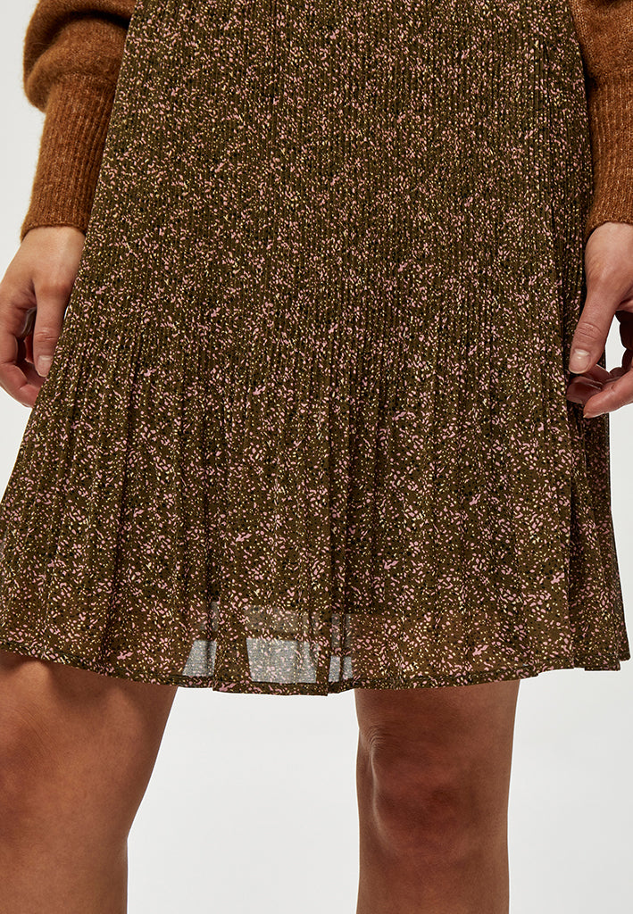 Minus MSRikka Short Skirt Skirt 9338P Dark Olive Dot Print