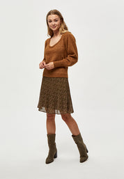 Minus MSRikka Short Skirt Skirt 9338P Dark Olive Dot Print