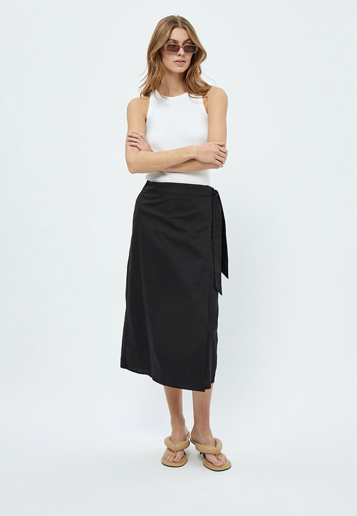 Minus MSShelba Linen Wrap Skirt Skirt 100 Black